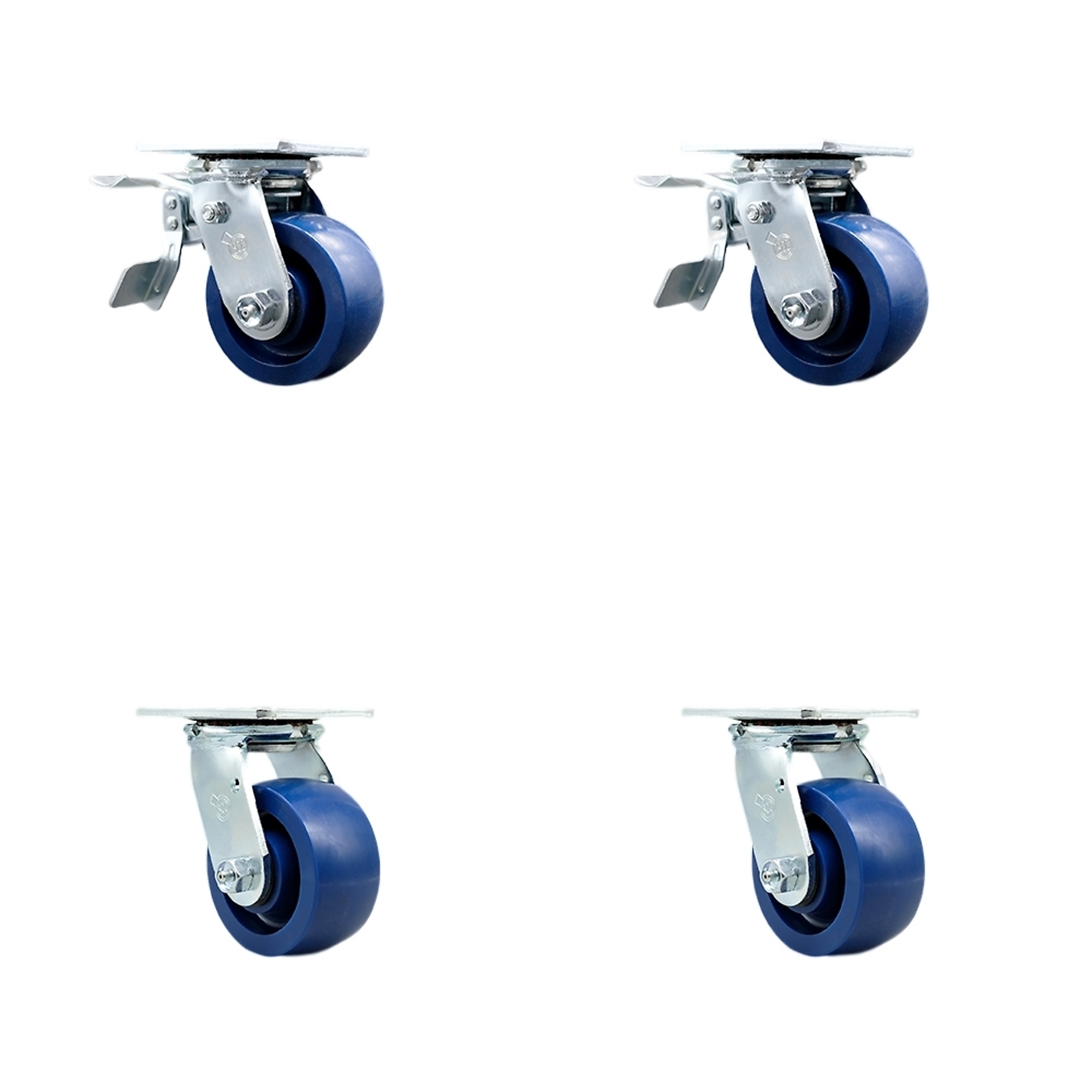 Service Caster, 4in. x 2in. Plate Casters, Wheel Diameter 4 in, Caster Type Swivel, Package (qty.) 4, Model# SCC-TTL30S420-SPUB-2-BSL-2